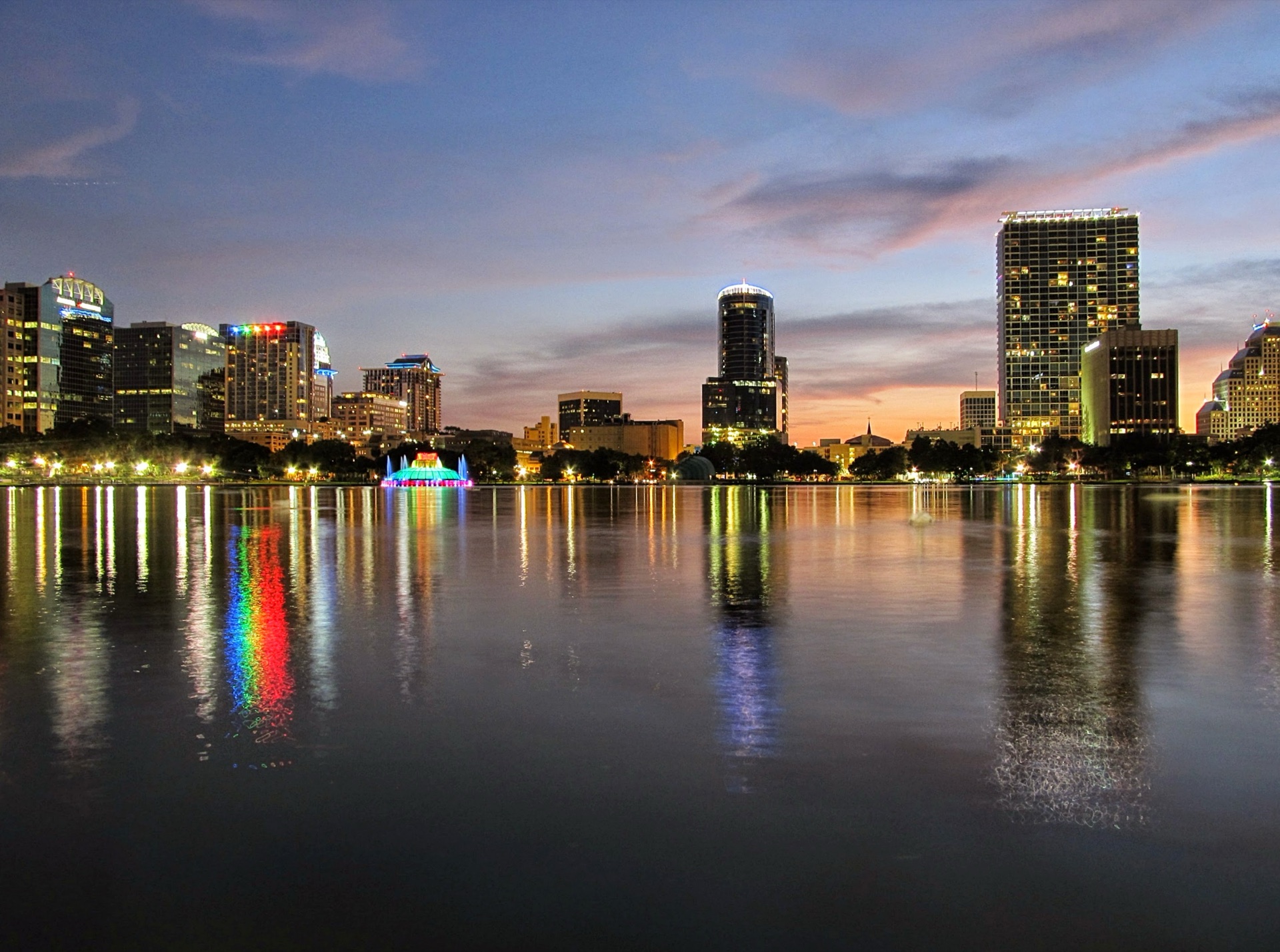 Lake Eola in downtown Orlando, Florida, near the OUC service area